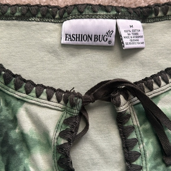 Fashion Bug Y2K Green Tie Dyed Long Sleeve Blouse Women’s Medium Boho Retro - Picture 2 of 7